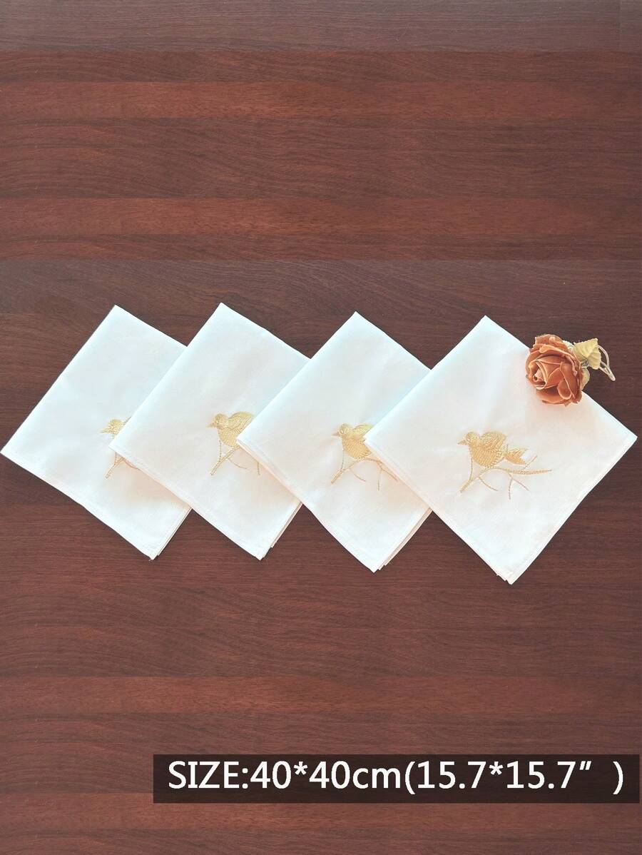 Kitchen Napkin, High-End Embroidered Bird Design, Stain & Oil Resistant-5