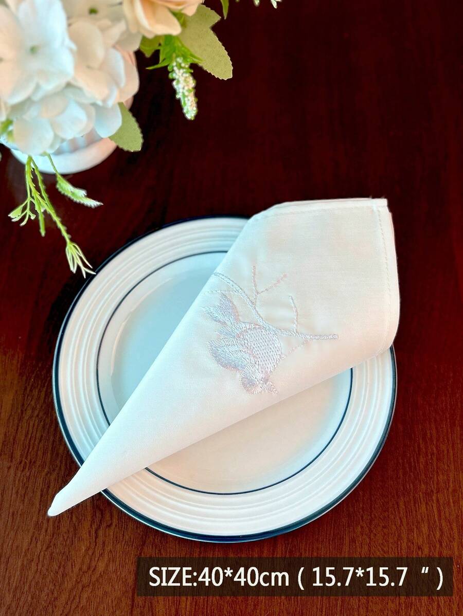 Kitchen Napkin, High-End Embroidered Bird Design, Stain & Oil Resistant-6
