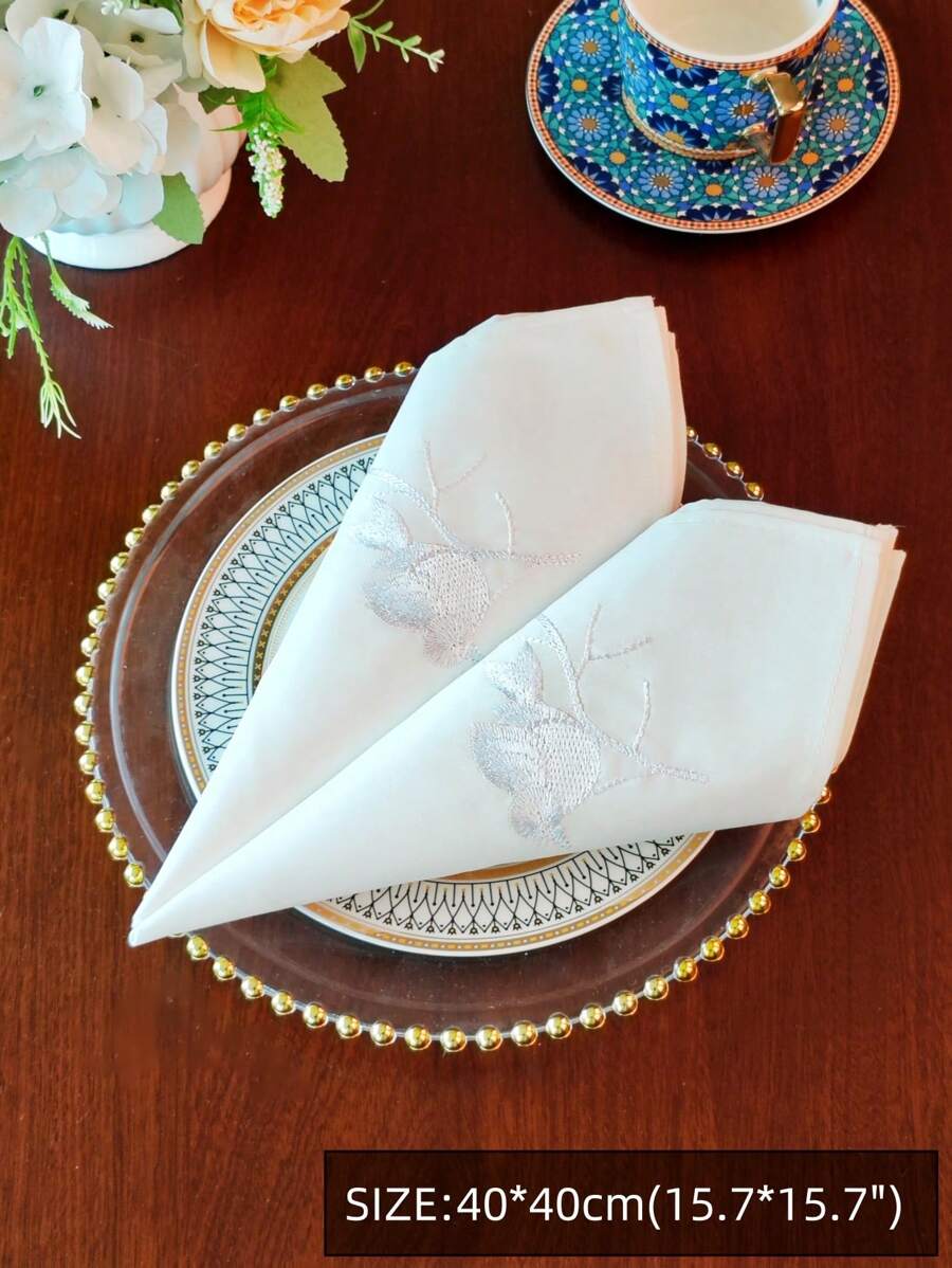 Kitchen Napkin, High-End Embroidered Bird Design, Stain & Oil Resistant-8