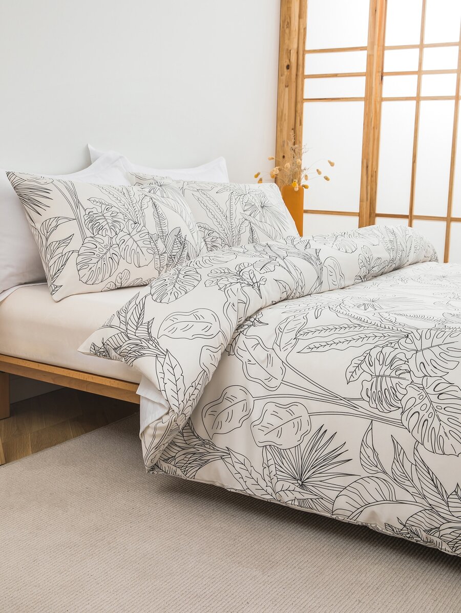 Leaf Pattern Duvet Cover Set Without Filler-2