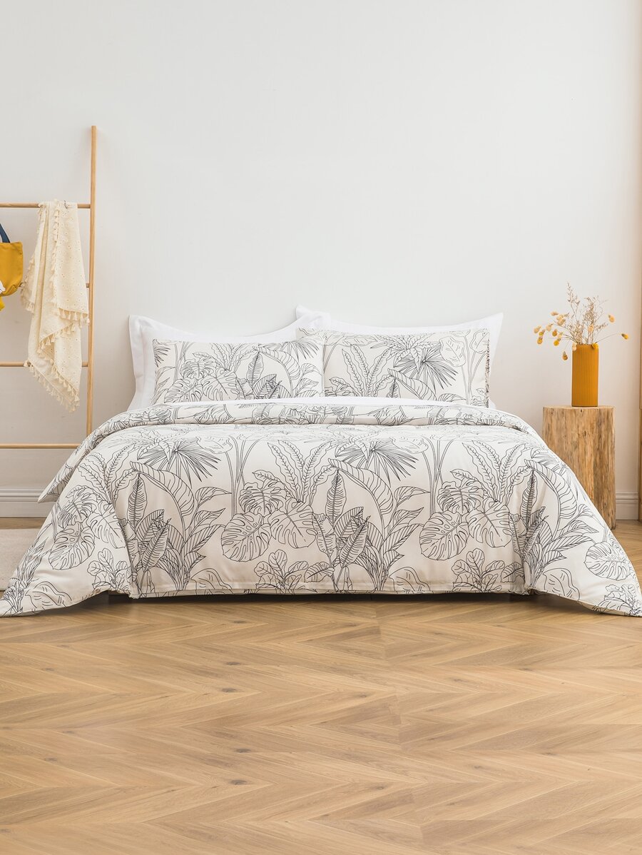 Leaf Pattern Duvet Cover Set Without Filler-4