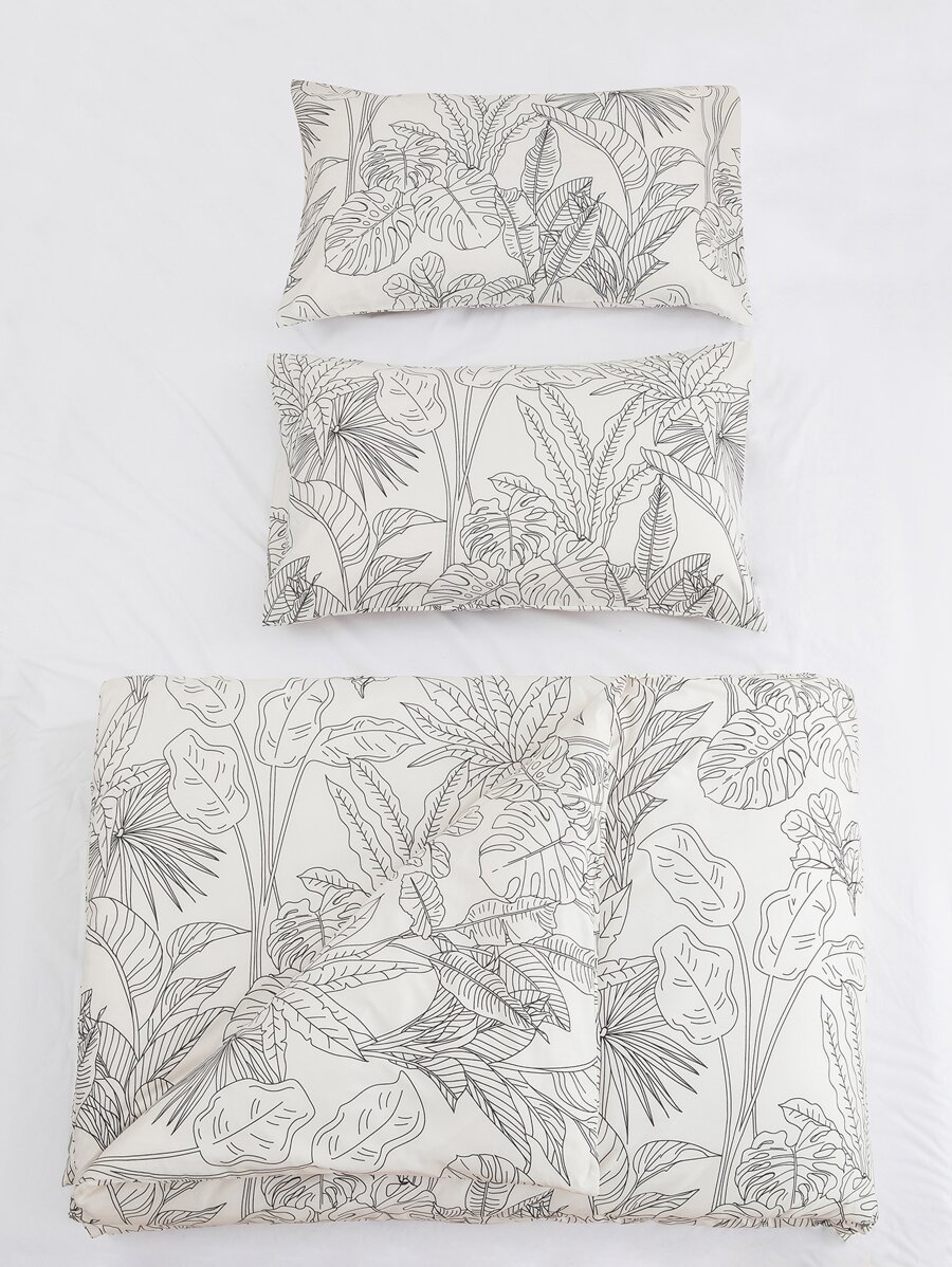 Leaf Pattern Duvet Cover Set Without Filler-7