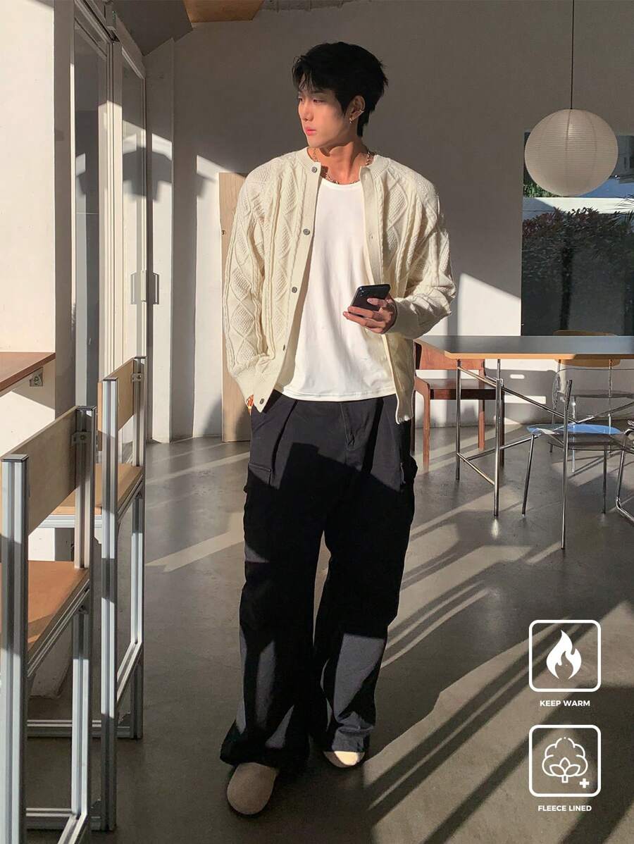 Manfinity CasualKnits Men's Casual Solid Color Long-4