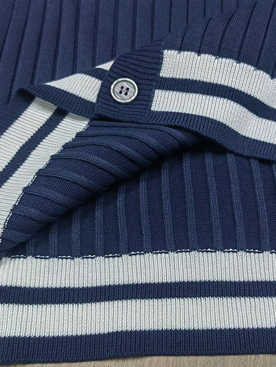 Manfinity CityGents Men's Solid Color Patchwork Front Button Long Sleeve -6