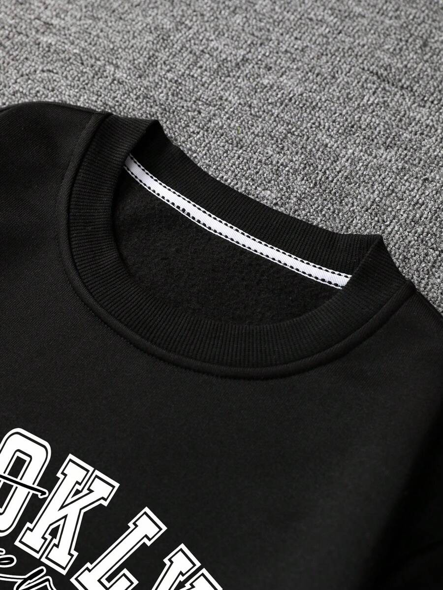 Manfinity Dauomo Men's Letter Print Crewneck Casual Everyday Sweatshirt-3