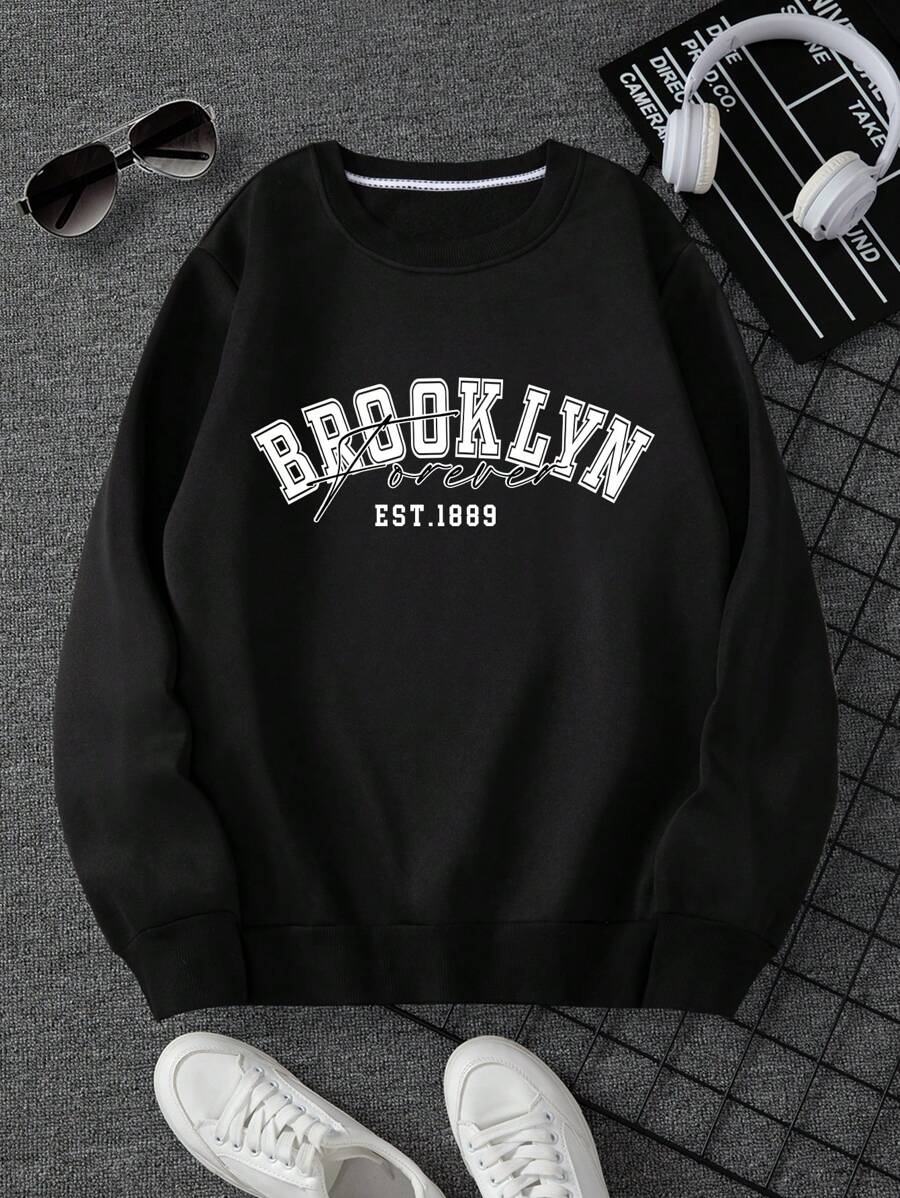 Manfinity Dauomo Men's Letter Print Crewneck Casual Everyday Sweatshirt-5