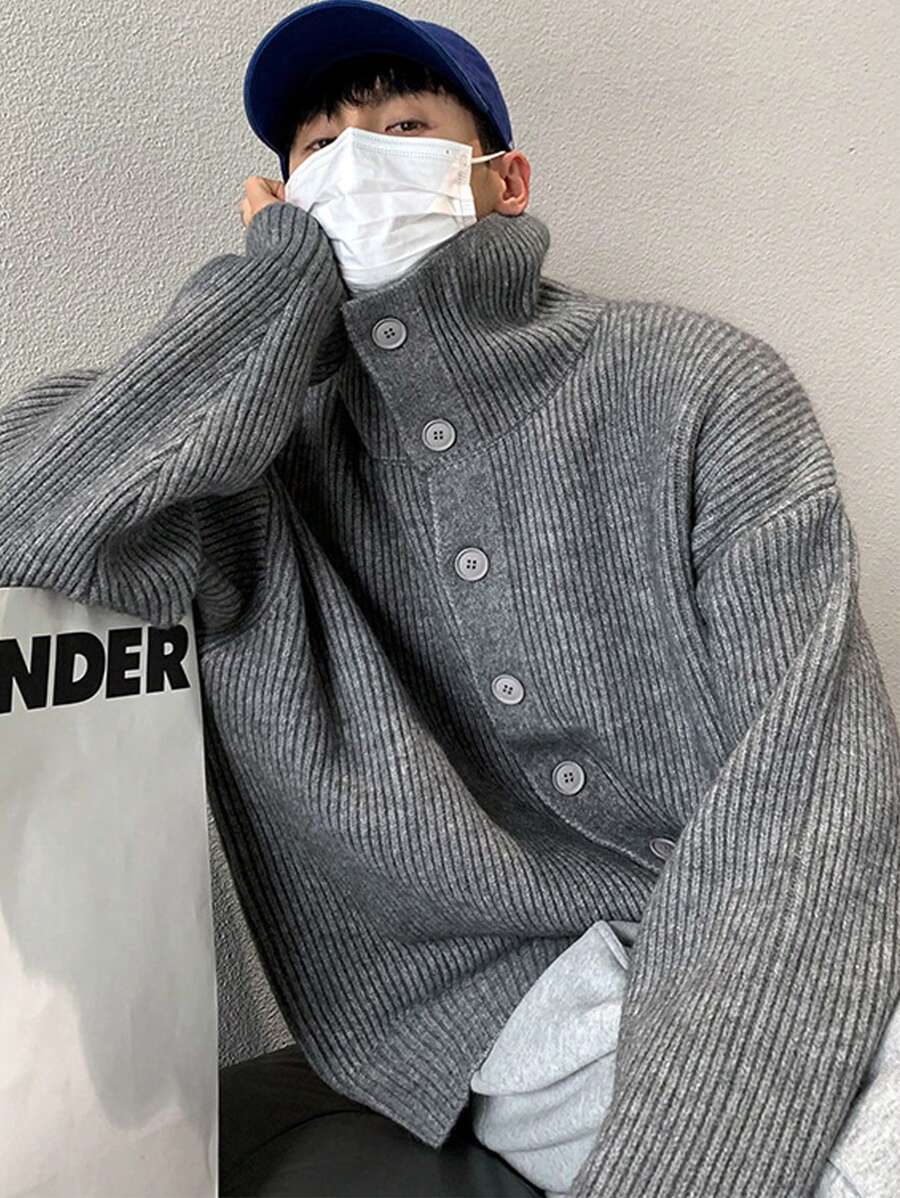 Manfinity Dauomo Men's Simple Front Button Long Sleeve Casual Shirt-3