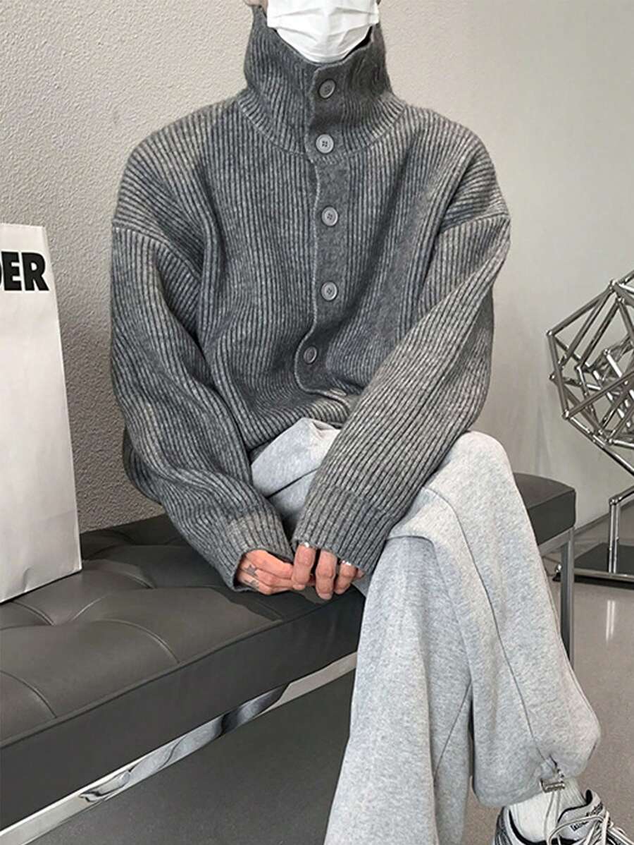 Manfinity Dauomo Men's Simple Front Button Long Sleeve Casual Shirt-4