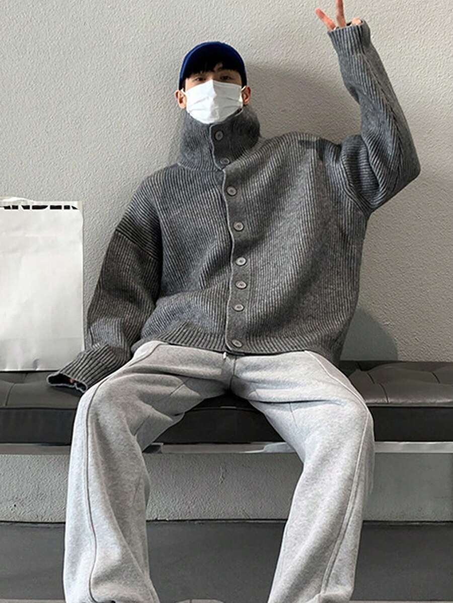 Manfinity Dauomo Men's Simple Front Button Long Sleeve Casual Shirt-6