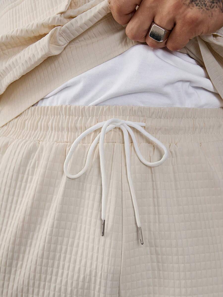 Manfinity Homme 2pcs Men's Solid Color Front Button Long Sleeve-6