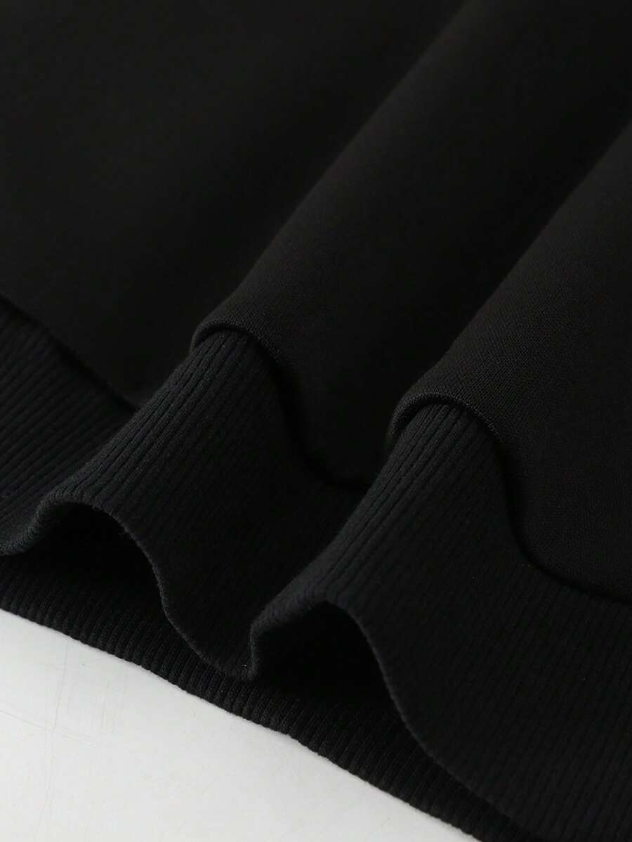 Manfinity Homme Loose Fit Men's Round Neck Sweatshirt With Slogan Print-4