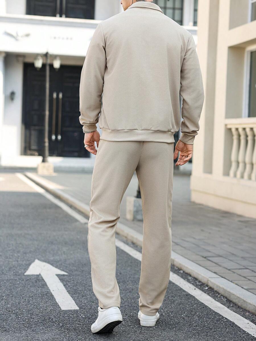 Manfinity Homme Loose Men's Solid Color Casual 2 Pieces Set-2