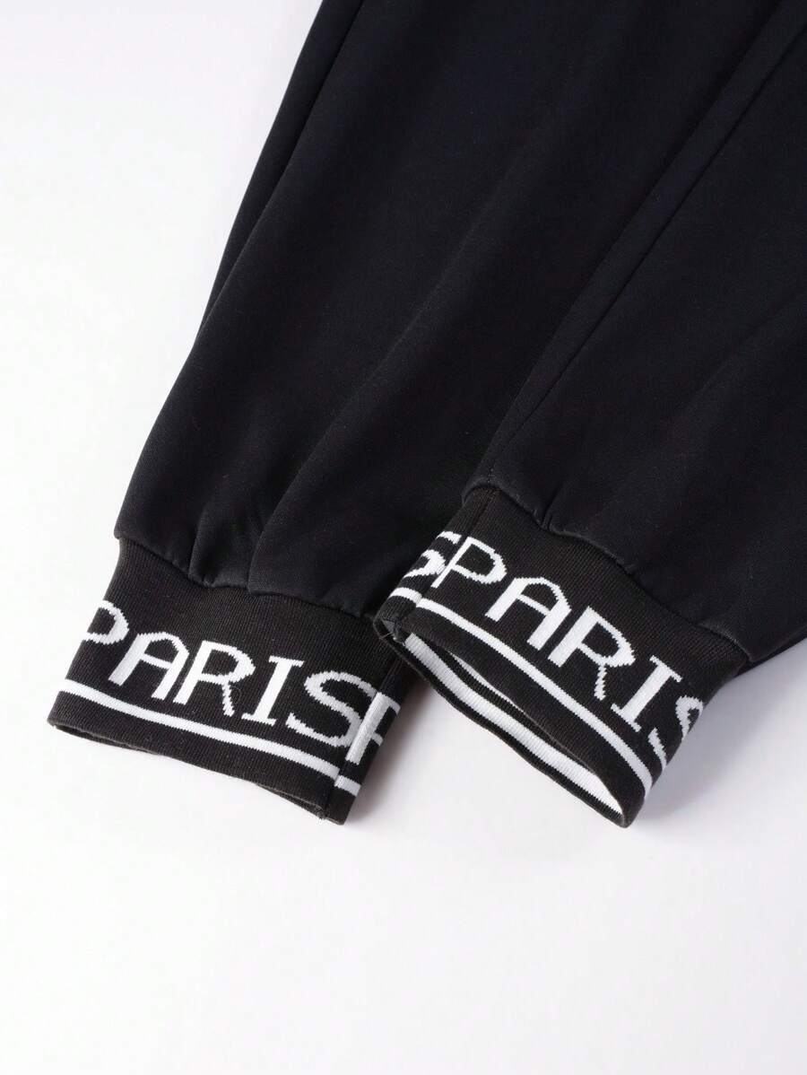 Manfinity Homme Men Letter Graphic Sweatshirt & Drawstring Waist Sweatpants-3