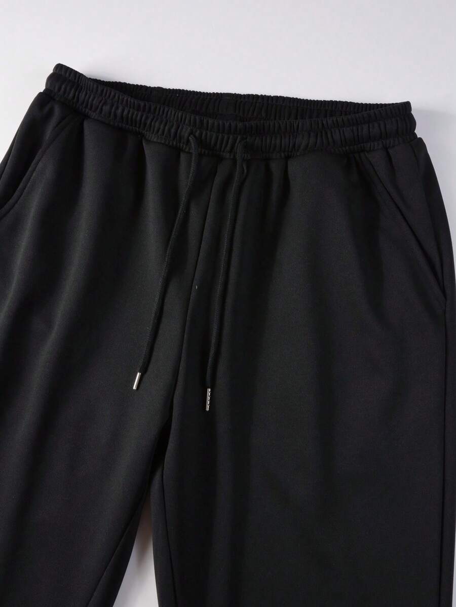 Manfinity Homme Men Letter Graphic Sweatshirt & Drawstring Waist Sweatpants-4