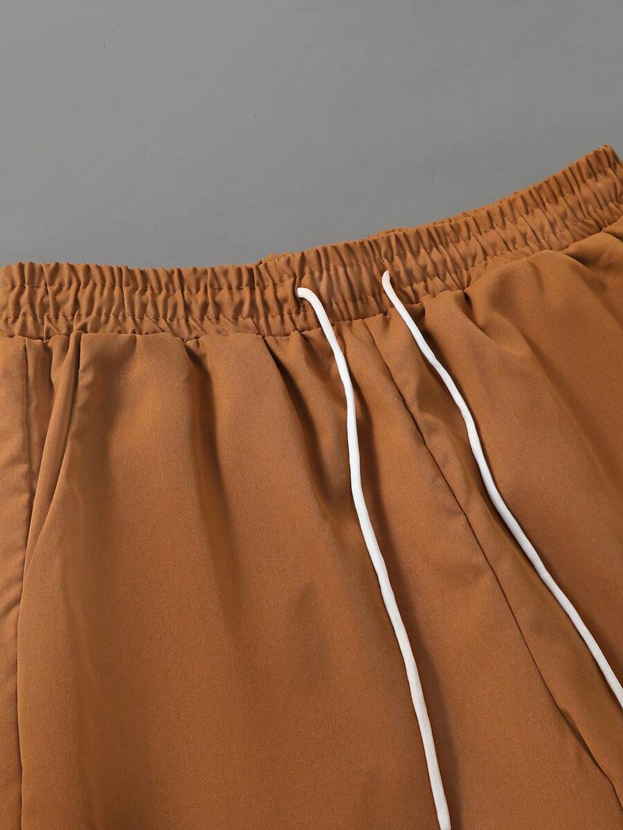 Manfinity Homme Men's Simple Front-Button Short Sleeve Top And Pants Casual 2 Pieces Set-6