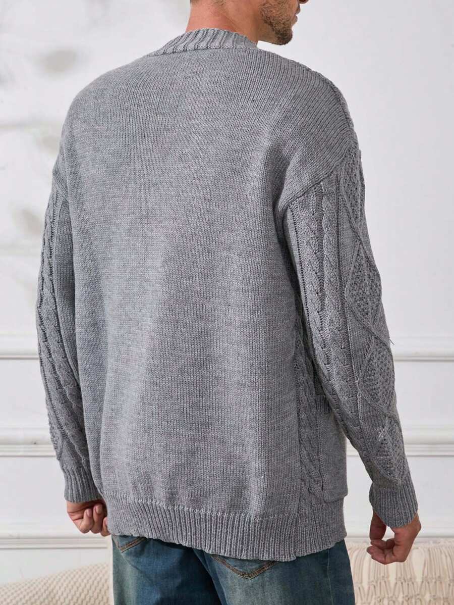 Manfinity Homme Men's Solid Color Long Sleeve Cardigan-2