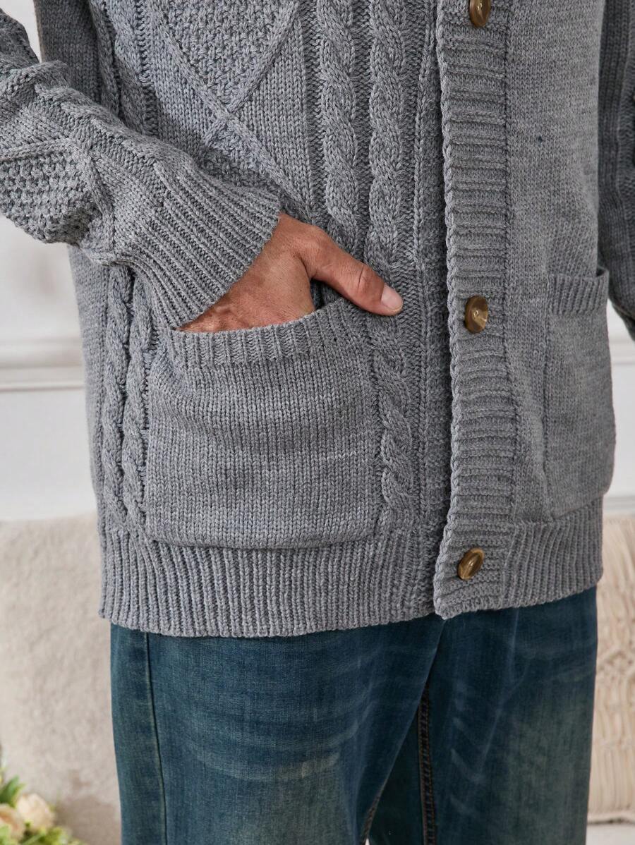 Manfinity Homme Men's Solid Color Long Sleeve Cardigan-5