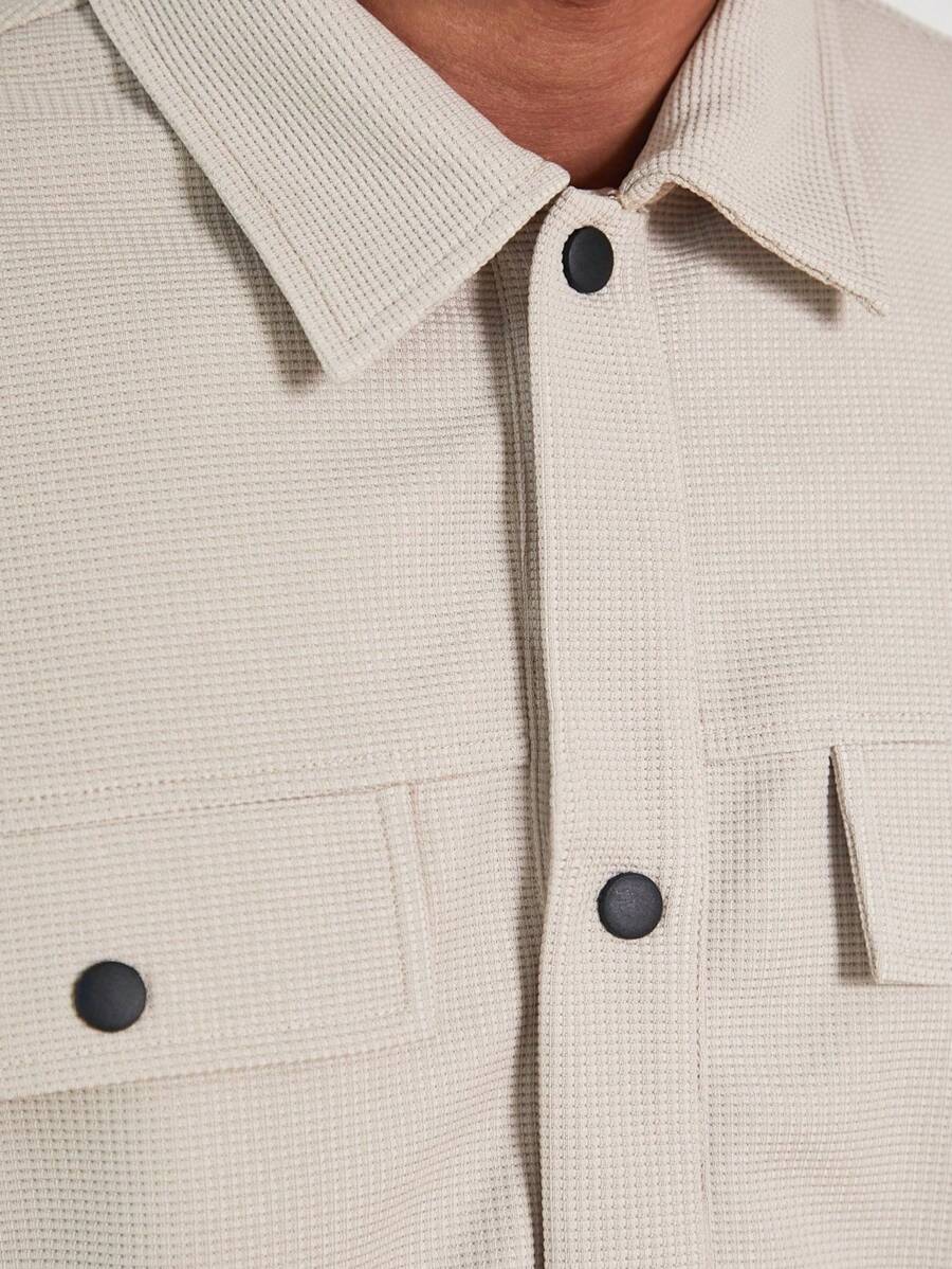 Manfinity Homme Men's Waffle Textured Jacquard Blazer And Pants Casual Suit-3