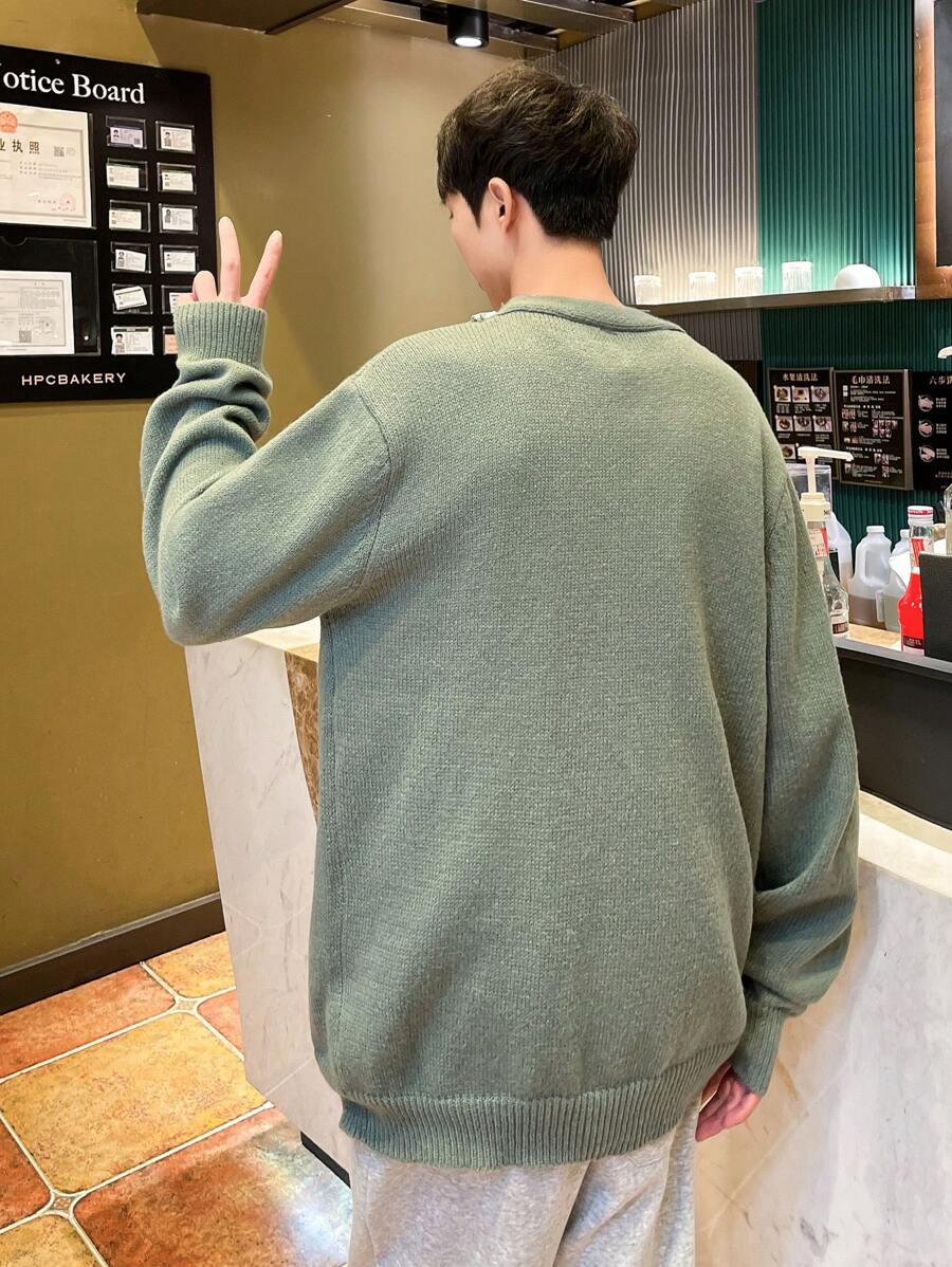 Manfinity Hypemode Men Solid Button Front Cardigan -2