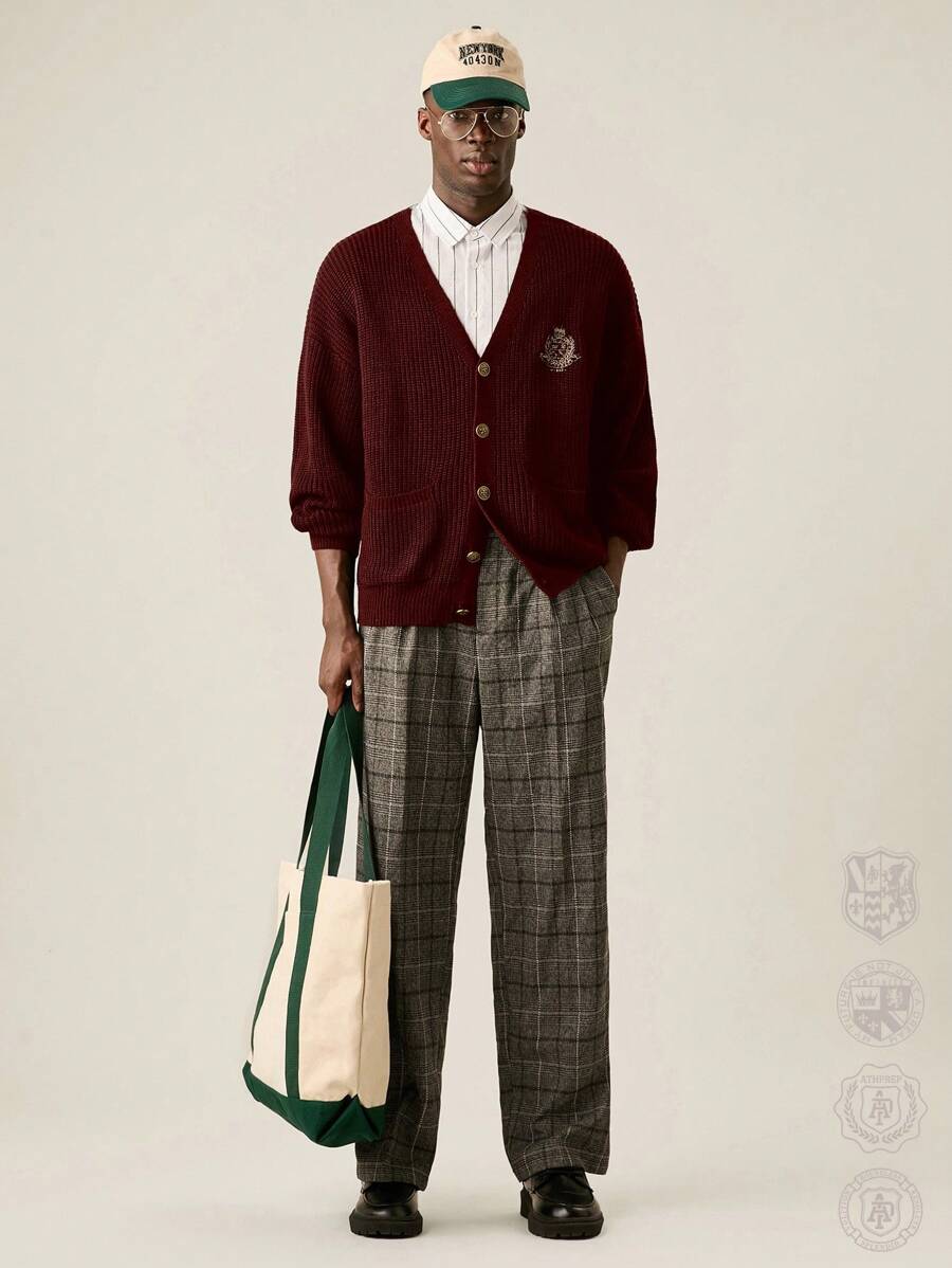 Manfinity Hypemode Men's Crown Graphic Single Breasted Cardigan-4