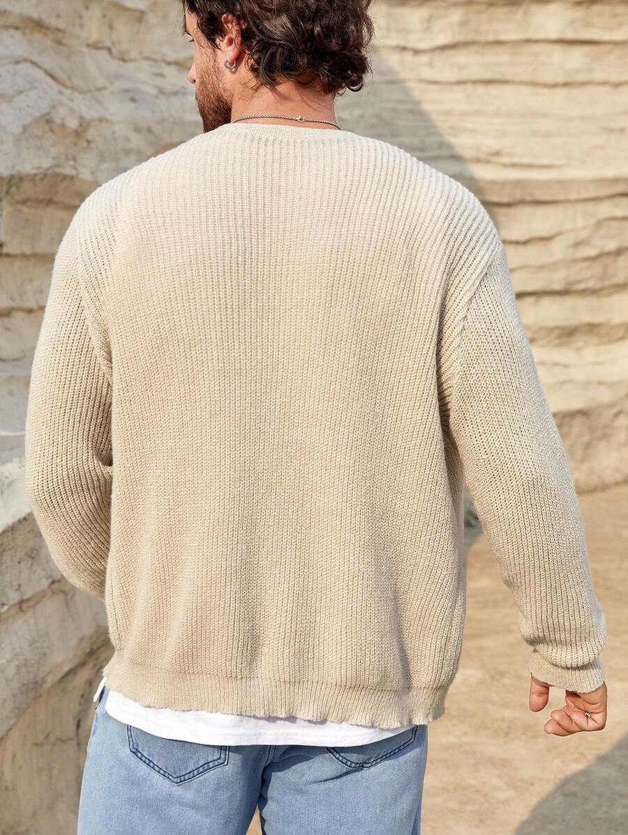 Manfinity Modomio Men Solid Button Front Cardigan Chunky Plain-2