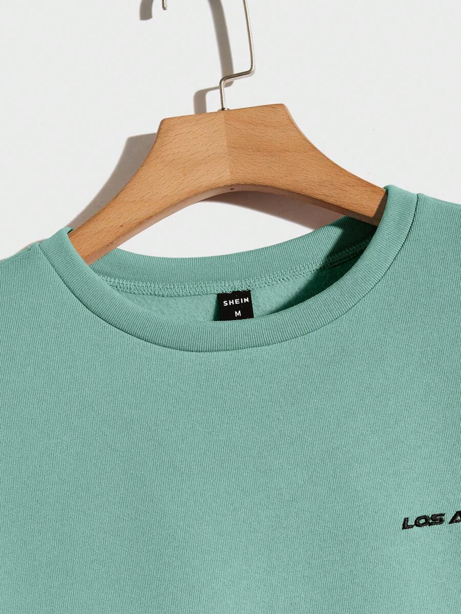 Manfinity Unisex Men Embroidery Letter Pattern Thermal Lined Sweatshirt-4