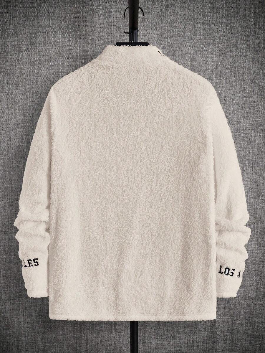 Manfinity UrbanChill Stand Collar Letter Embroidered-2