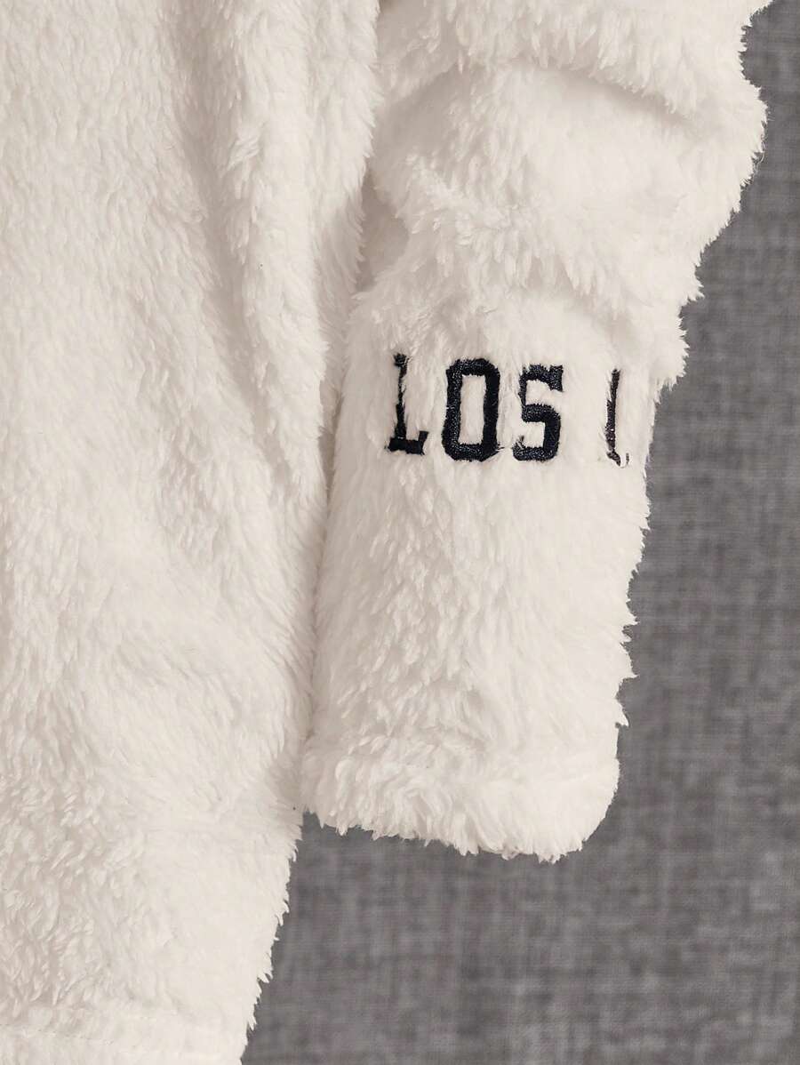 Manfinity UrbanChill Stand Collar Letter Embroidered-3