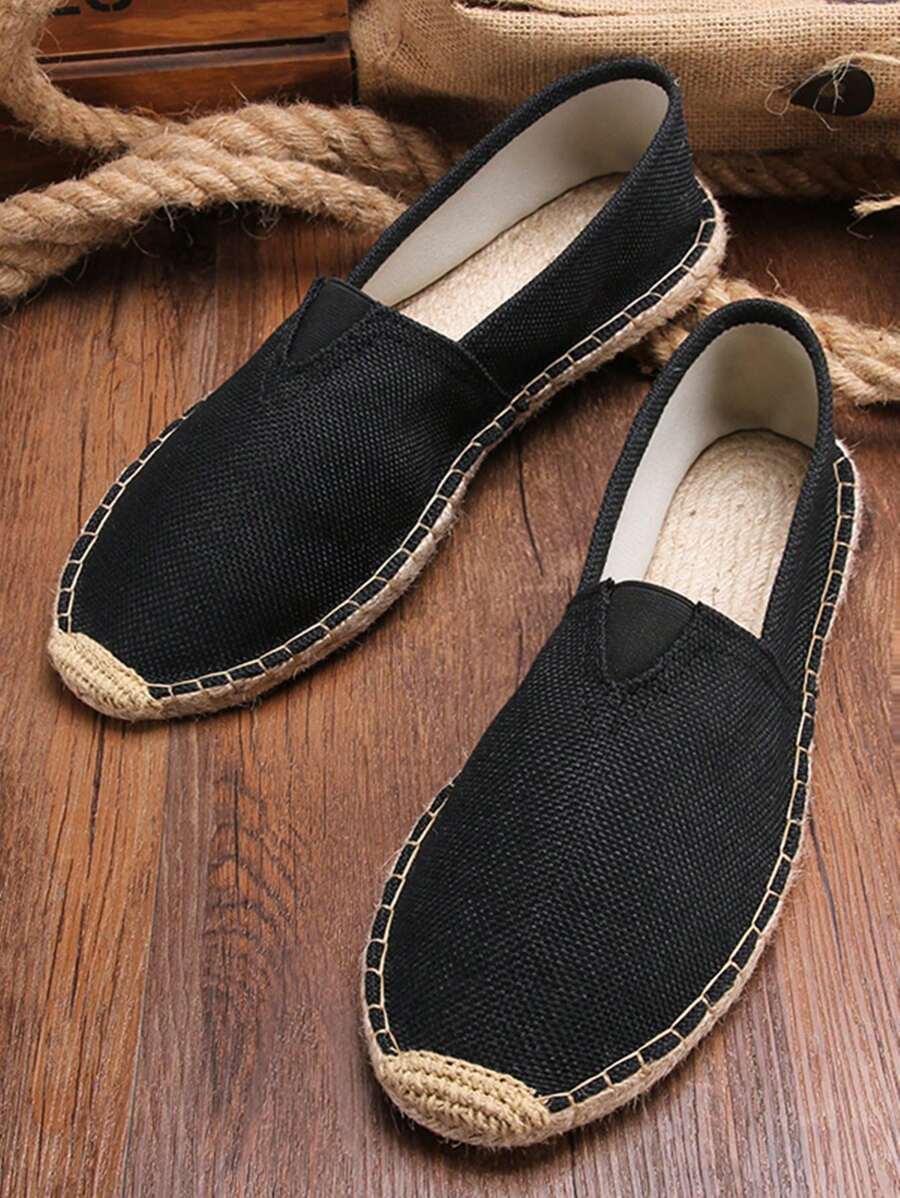 Men Casual Loafer Shoes, Rope Bottom Canvas Shoes-2