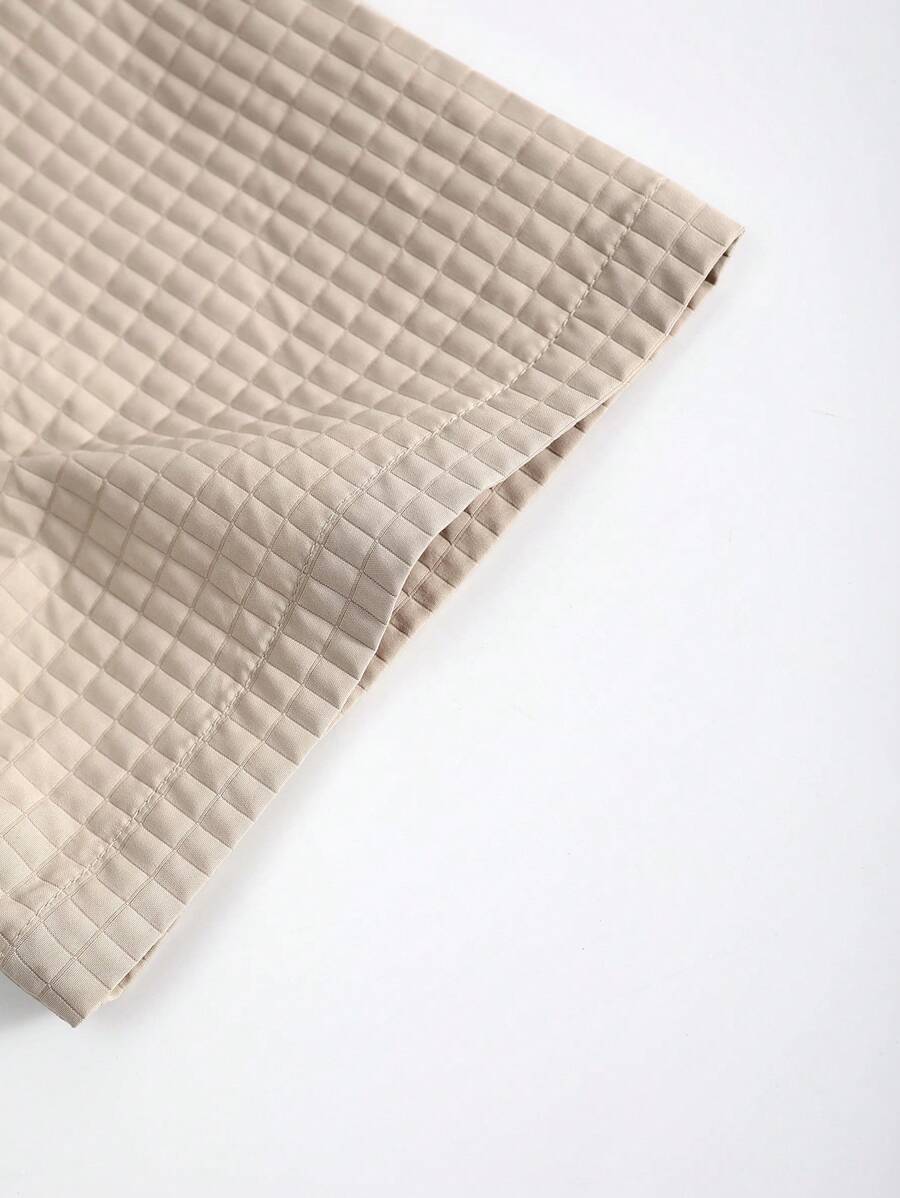 Men's 2 Piece Casual Suit, Short Sleeve Resin Button Shirt And Long Pants Set-5