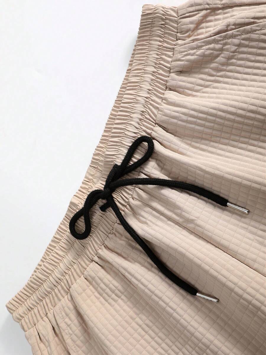 Men's 2 Piece Casual Suit, Short Sleeve Resin Button Shirt And Long Pants Set-7