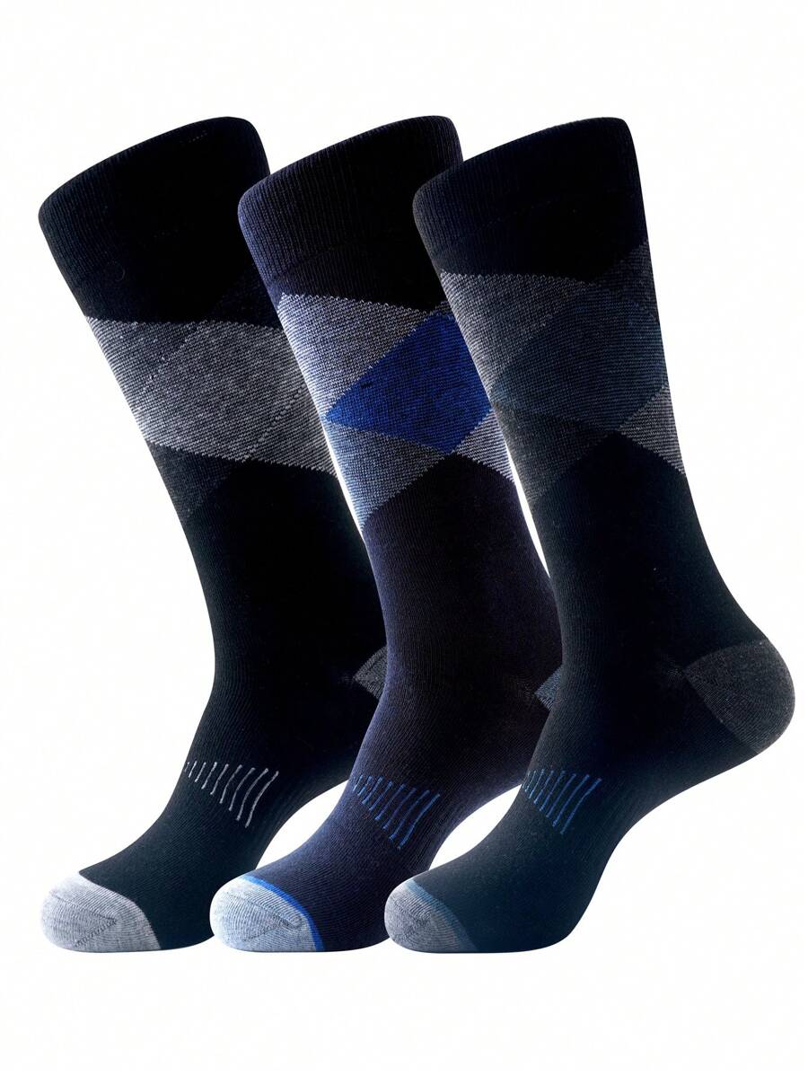 Men's All Season Classic Argyle Striped Jacquard Pattern-3