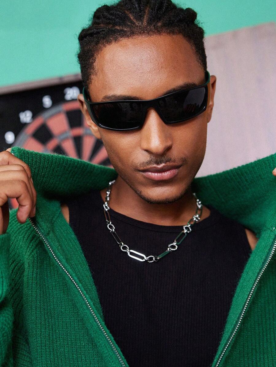 Men's Casual Loose Knit Cardigan, Solid Color-5