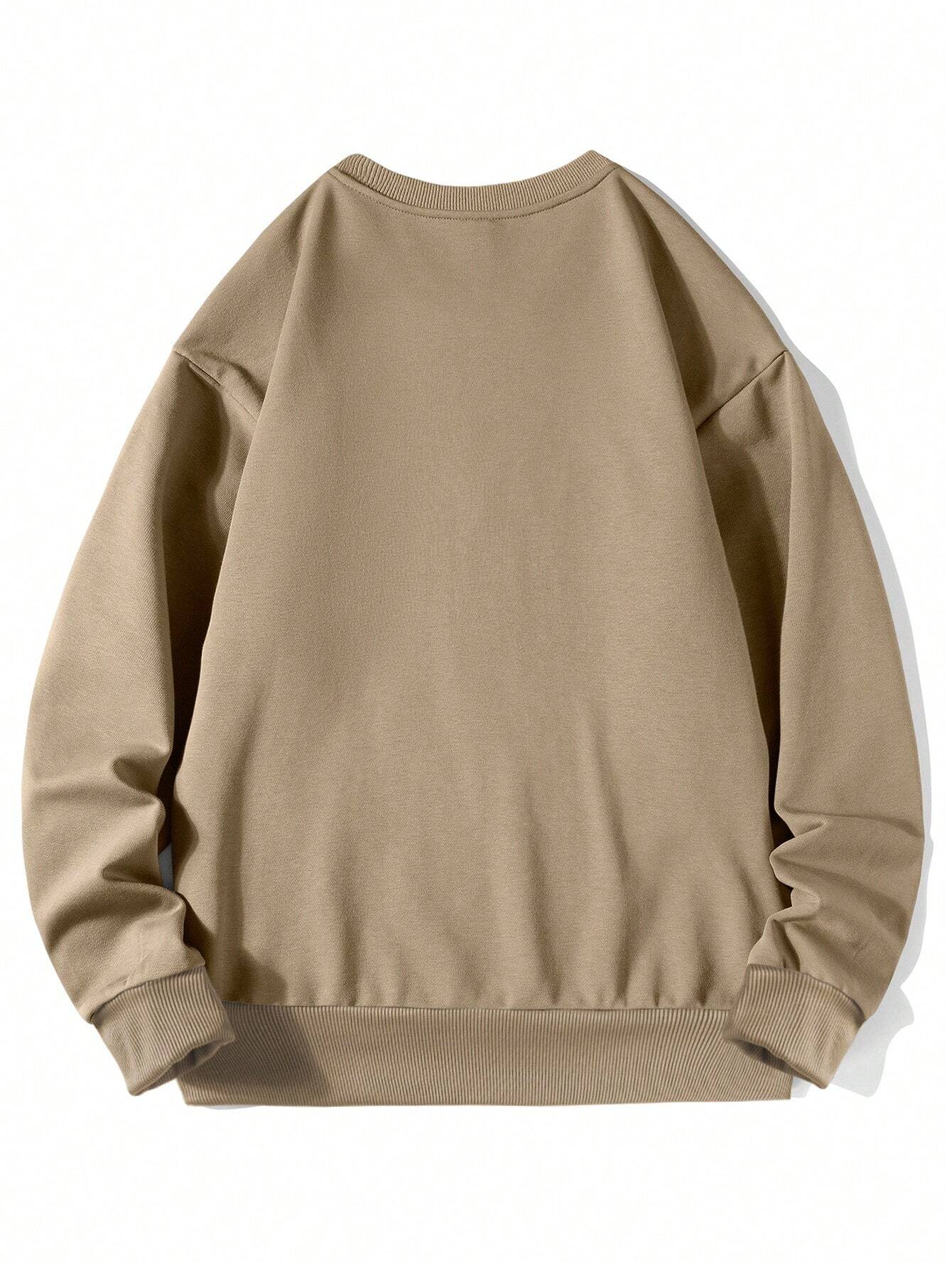 Men's Casual Solid Color Crew Neck Sweatshirt, Spring And Autumn-1.webp2
