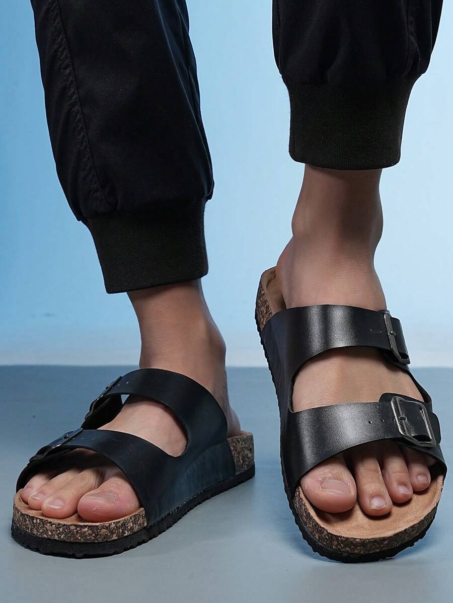 Men's Fashionable Cork-Soled Slippers, Comfortable Insoles-3