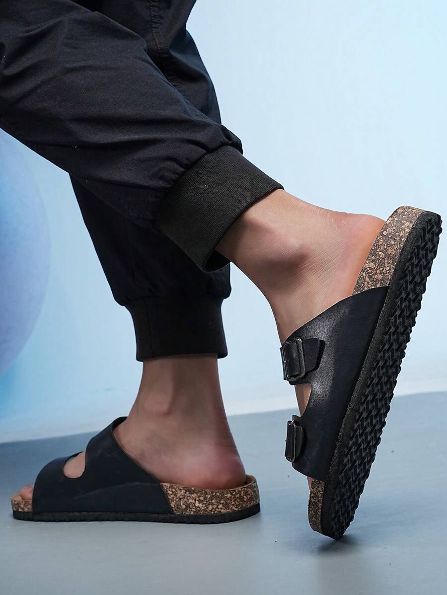 Men's Fashionable Cork-Soled Slippers, Comfortable Insoles-4