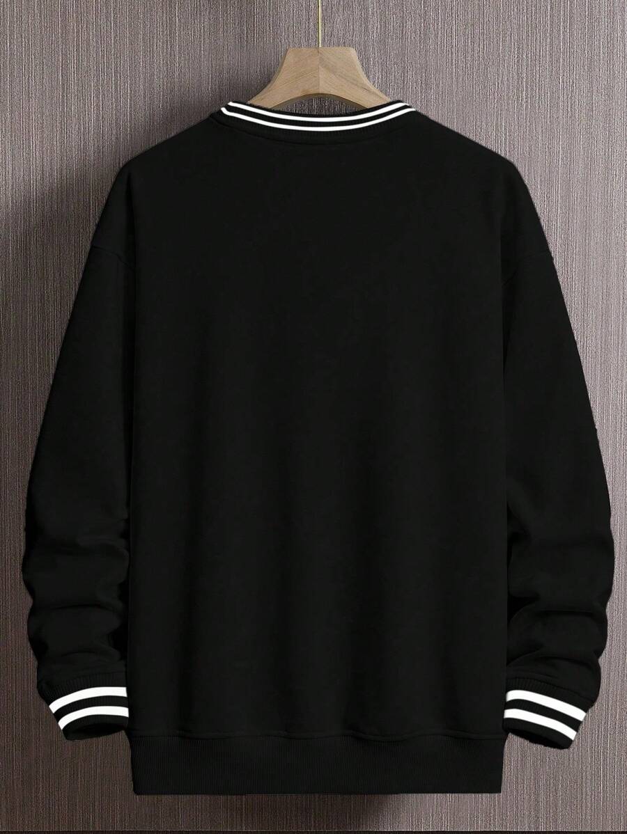 Men's Fashionable Striped Crew Neck Sweatshirt-2