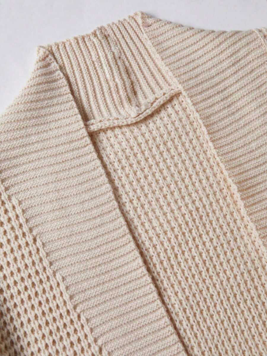 Men's Solid Color Simple Daily Long Sleeve Open Cardigan Sweater-3