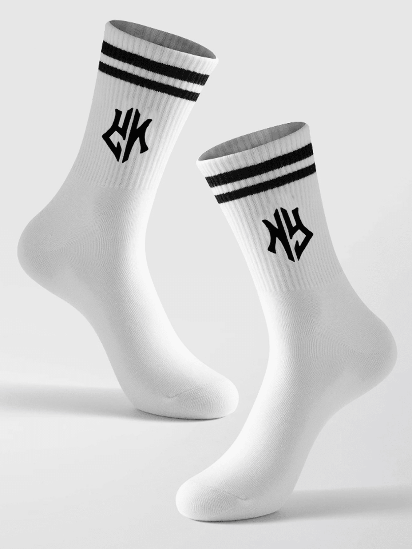 Pairs 2024 Full Season Suitable Black Patterned Calf Length Socks-3