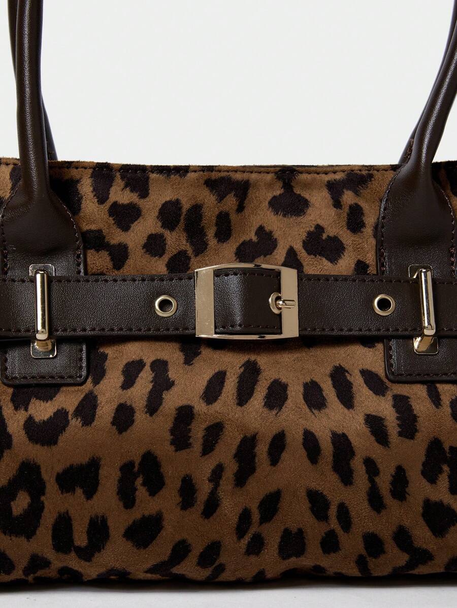 SHECARRY Women's Leopard Print Simple Shoulder Bag, Casual Everyday Carry Pouch-5