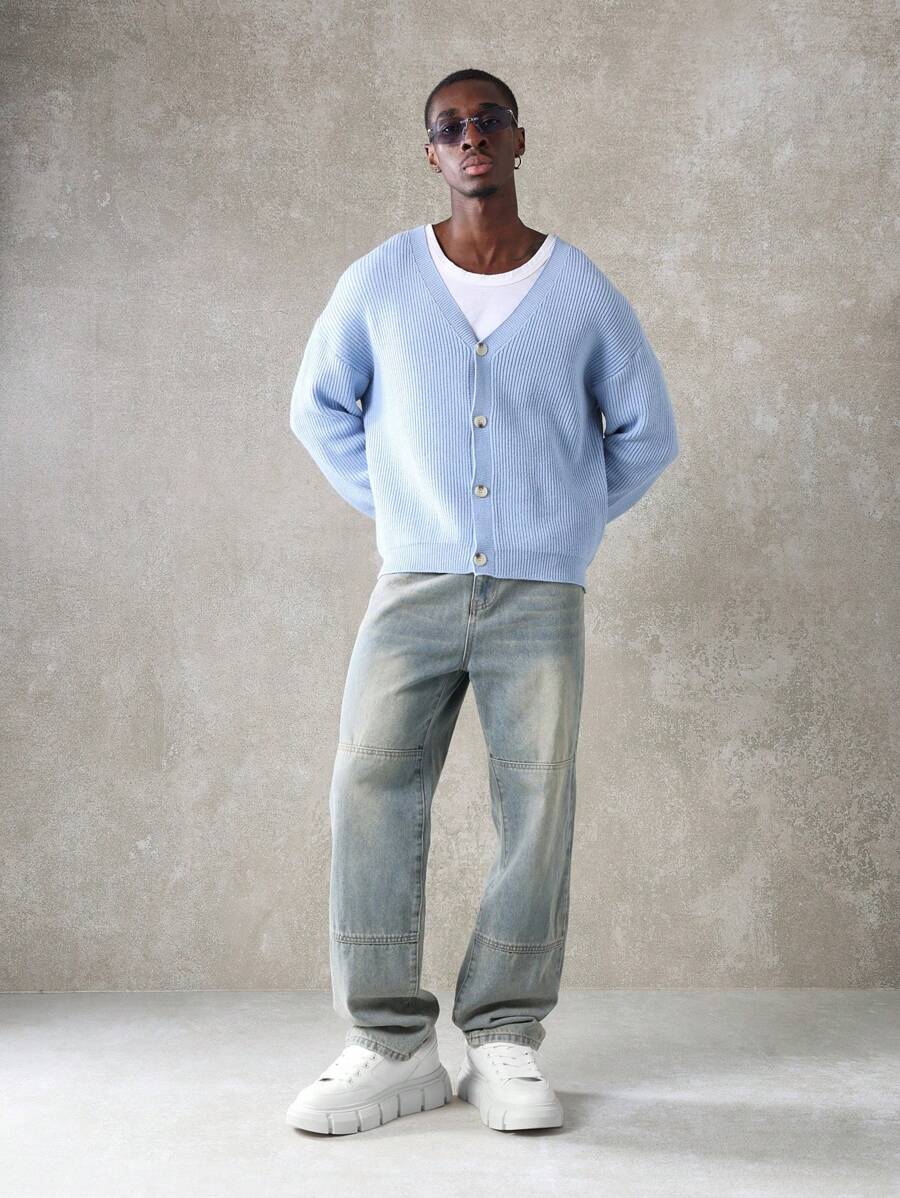 SUMWON Regular Fit Crop Knitted Cardigan-4