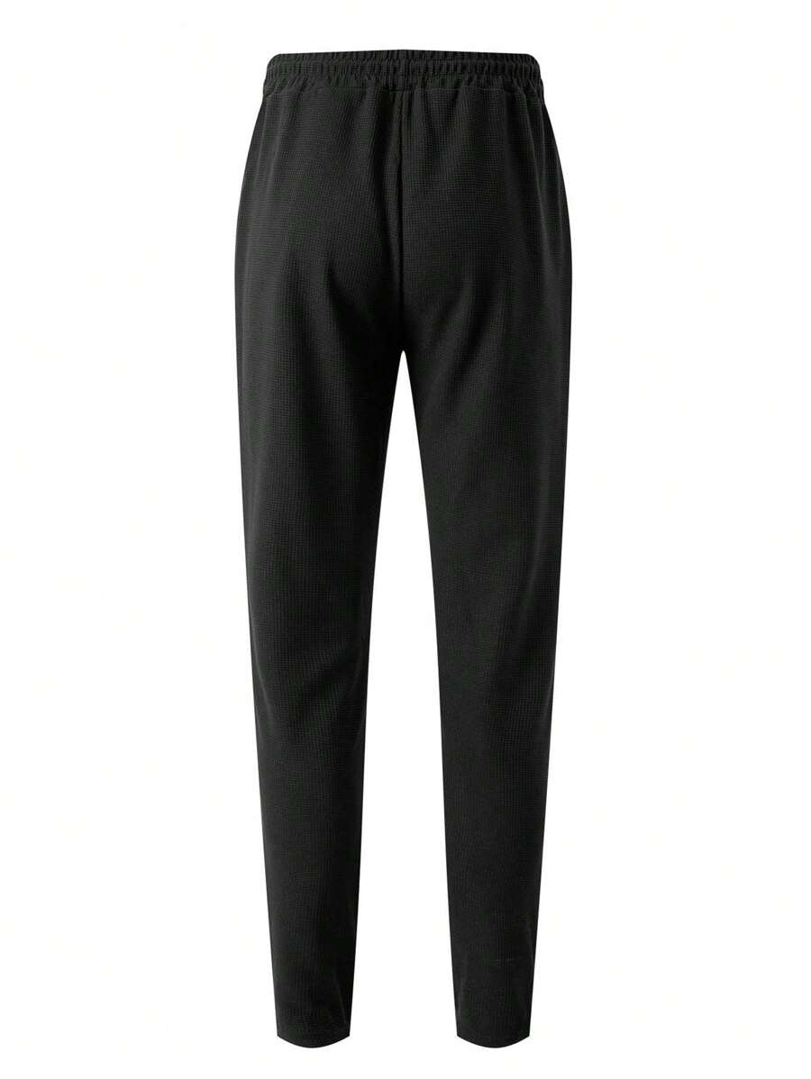 Set Men Fashion Button Cardigan Hooded Jacket + Pants Thin Outfit Suit-6