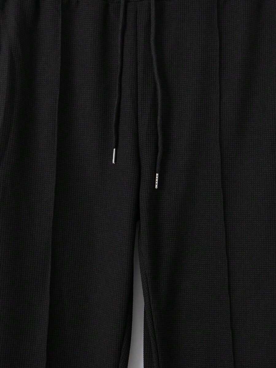 Set Men Fashion Button Cardigan Hooded Jacket + Pants Thin Outfit Suit-7