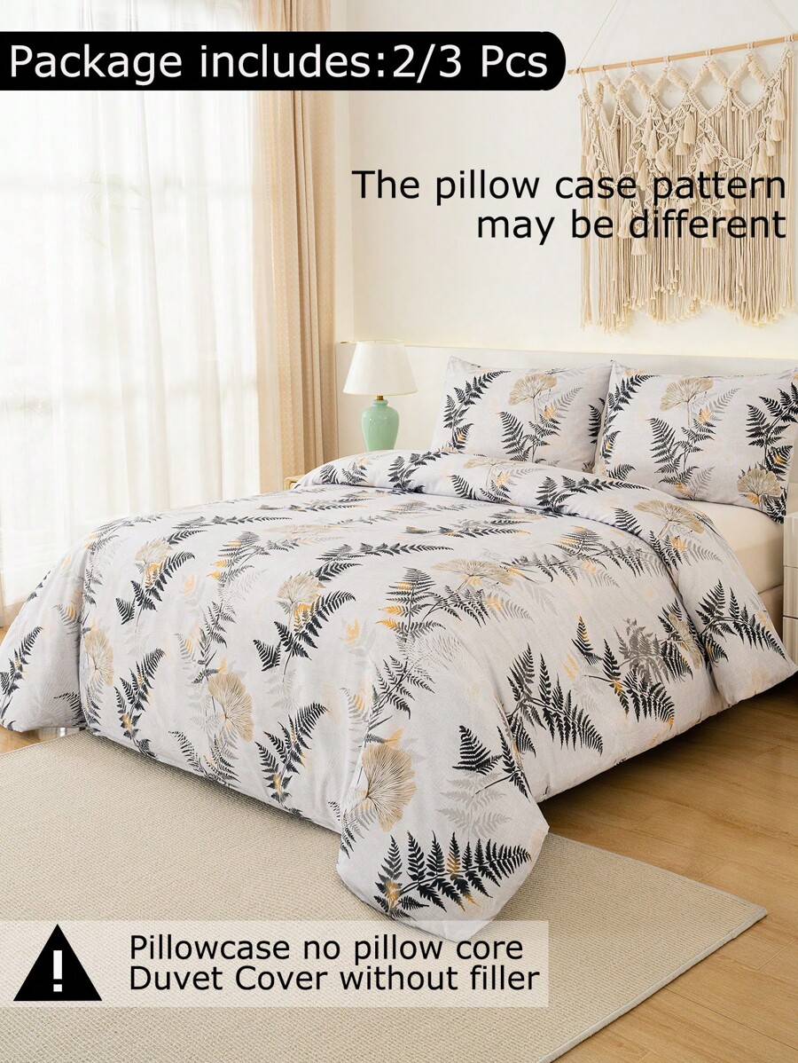 Soft Microfiber Duvet Cover Set With Floral Patterns -2