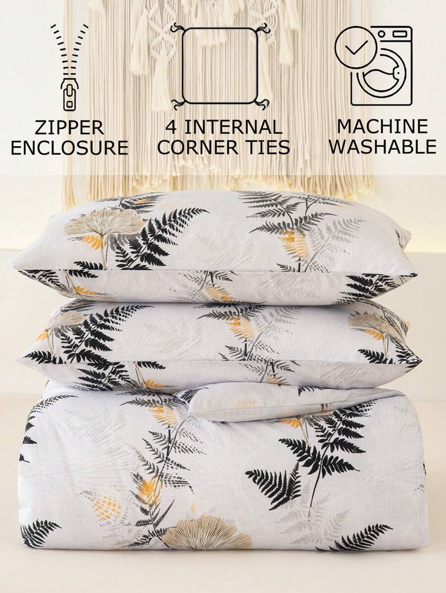 Soft Microfiber Duvet Cover Set With Floral Patterns -5
