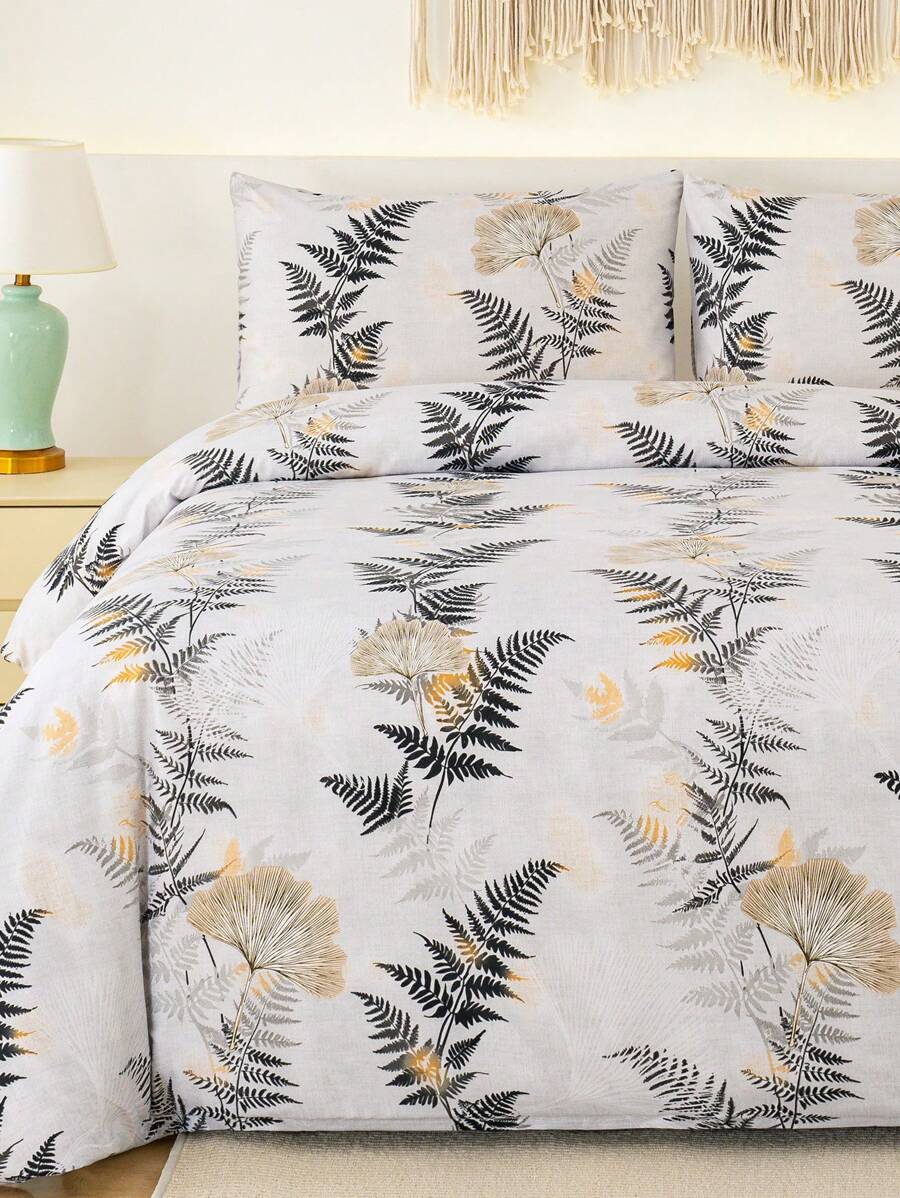 Soft Microfiber Duvet Cover Set With Floral Patterns -6