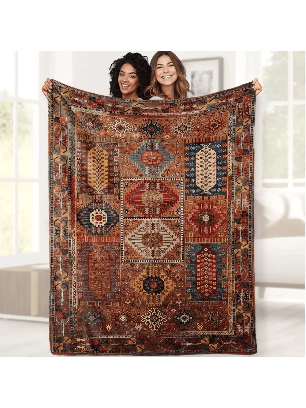 Soft Warm Vintage Polyester Boho Weaving Pattern Throw Blanket-2