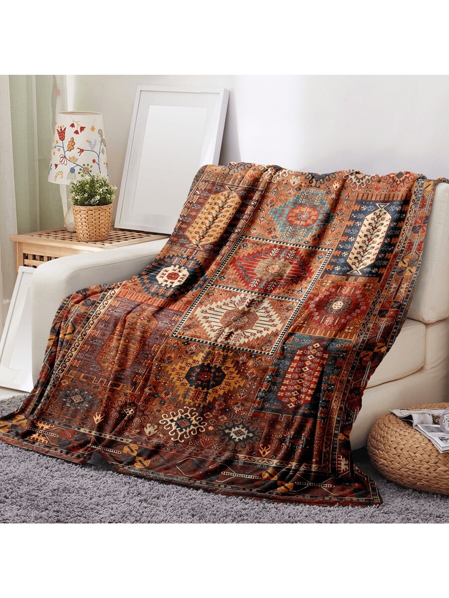 Soft Warm Vintage Polyester Boho Weaving Pattern Throw Blanket-5