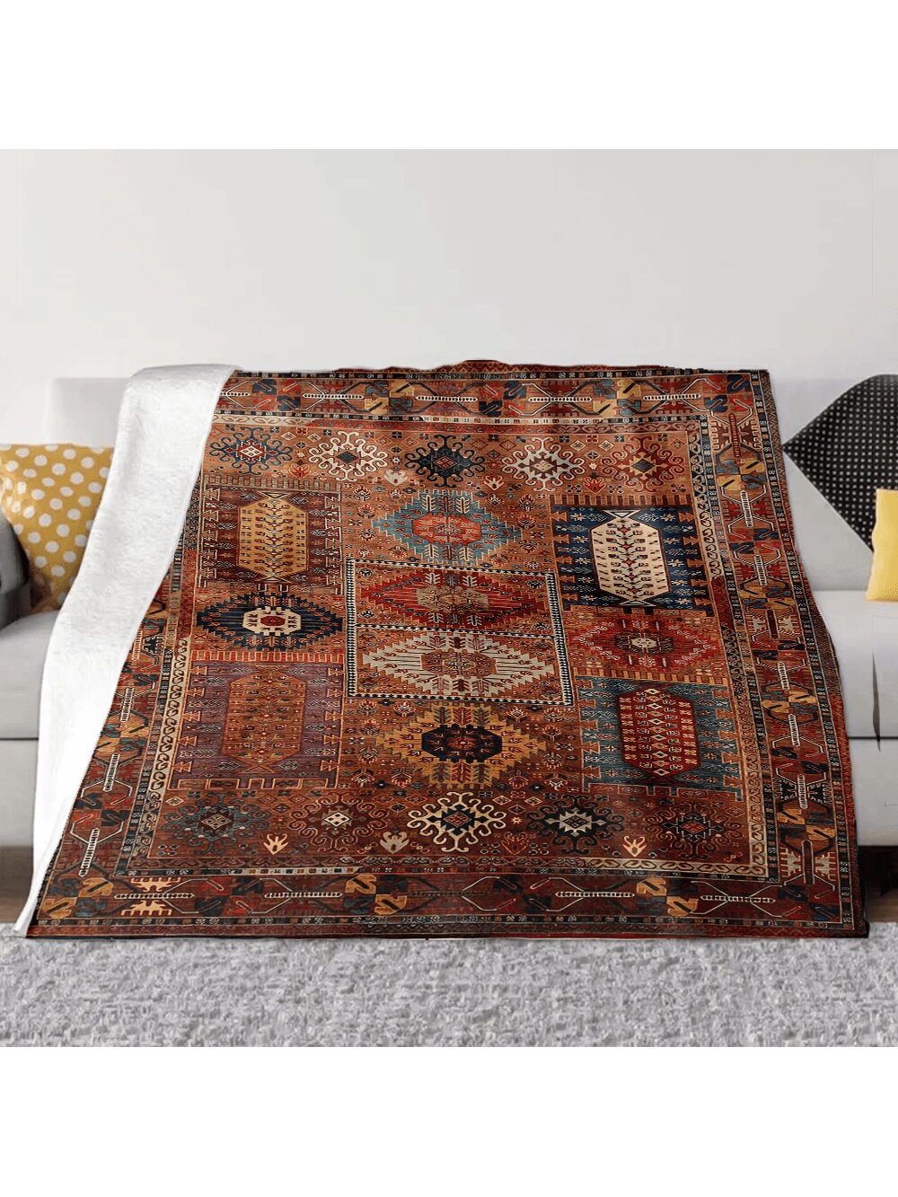 Soft Warm Vintage Polyester Boho Weaving Pattern Throw Blanket-6