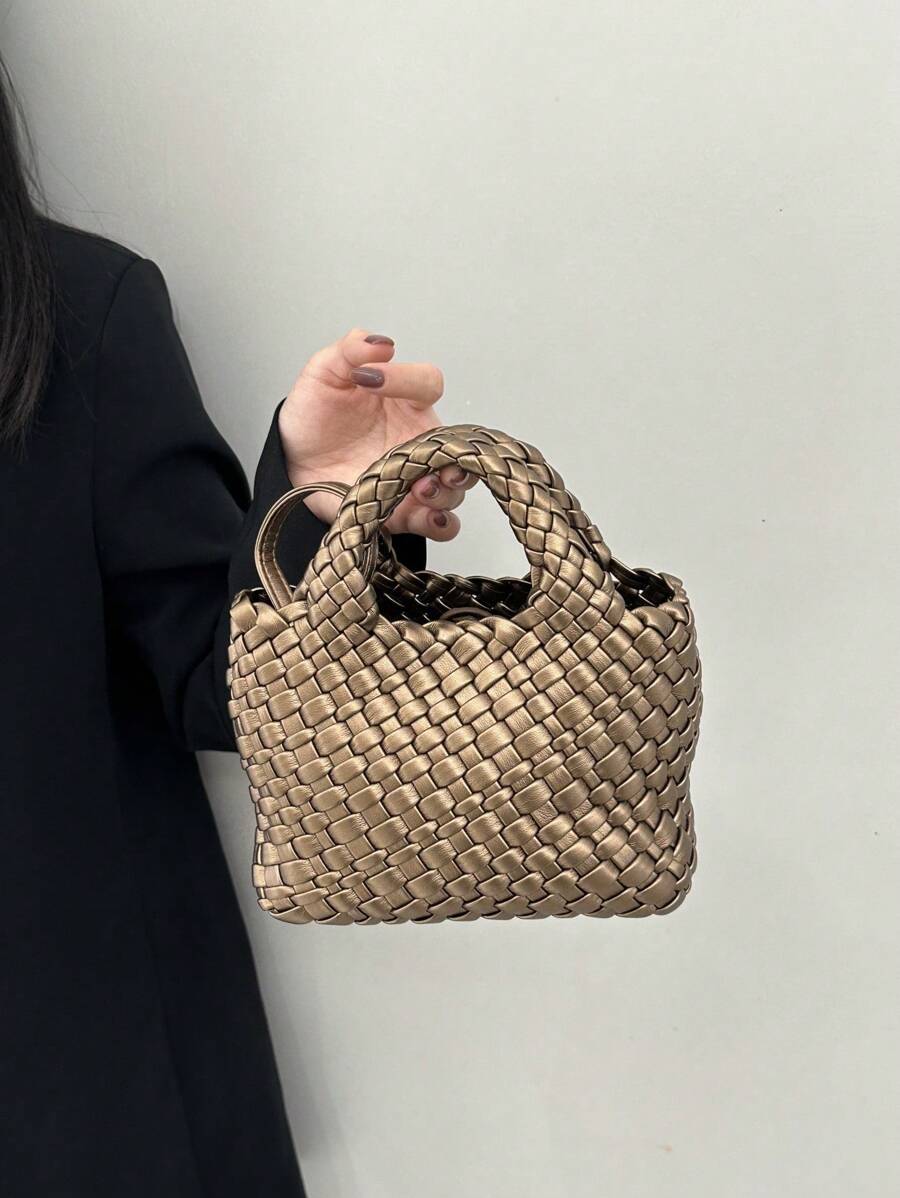 Work Bag Women Women Vegan Leather Hand Woven-2